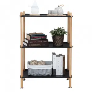 Poliţă, 3 rafturi, fag / negru, DINORA