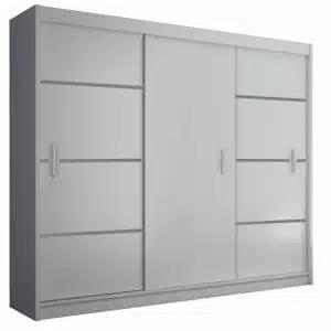 Dulap cu uşi glisante, alb/negru, MERINA 250