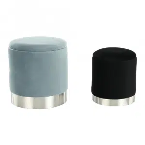 Set două taburete, gri/crom argintiu şi negru/crom argintiu, AIGUL SET