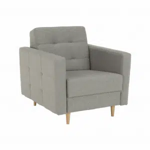 Fotoliu complet tapiţat, material textil gri, AMEDIA