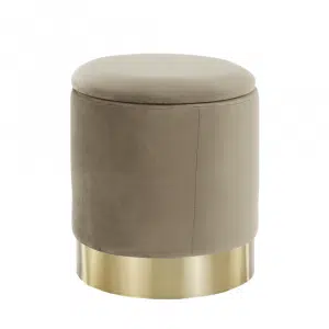 Taburet, catifea Velvet gri maroniu TAUPE/crom auriu, ANIZA