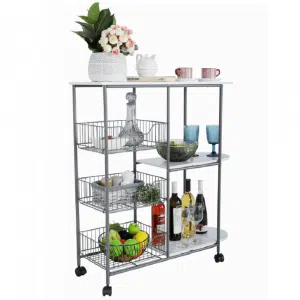 Măsuţă multifuncţională, alb/argintiu, ATRES