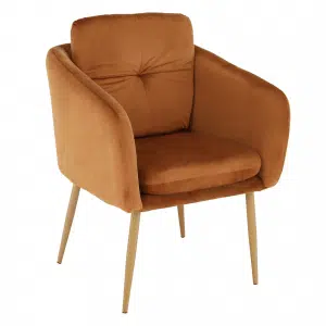 Fotoliu design, ţesătură din catifea teracota, AVETA