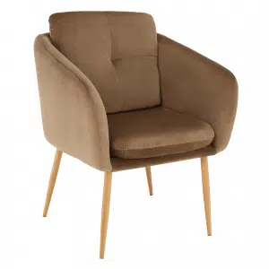Fotoliu design, ţesătură din catifea maro, AVETA