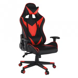 Scaun de birou / joc cu difuzoare Bluetooth, negru / roşu, CARPI