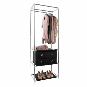 Raft multifuncţional pentru dulap, argintiu / negru, CODY