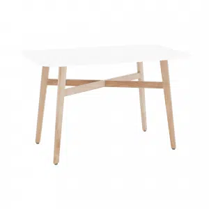 Masă dining, albă/natural, 120x80 cm, CYRUS 2 NEW