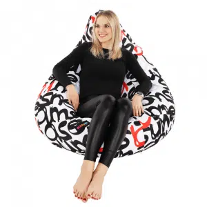 Fotoliu tip puff, model alb / negru / gri / roşu, ELION