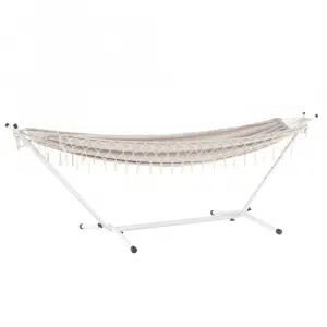 Hamac cu cadru, alb/crem, FANTAL - single