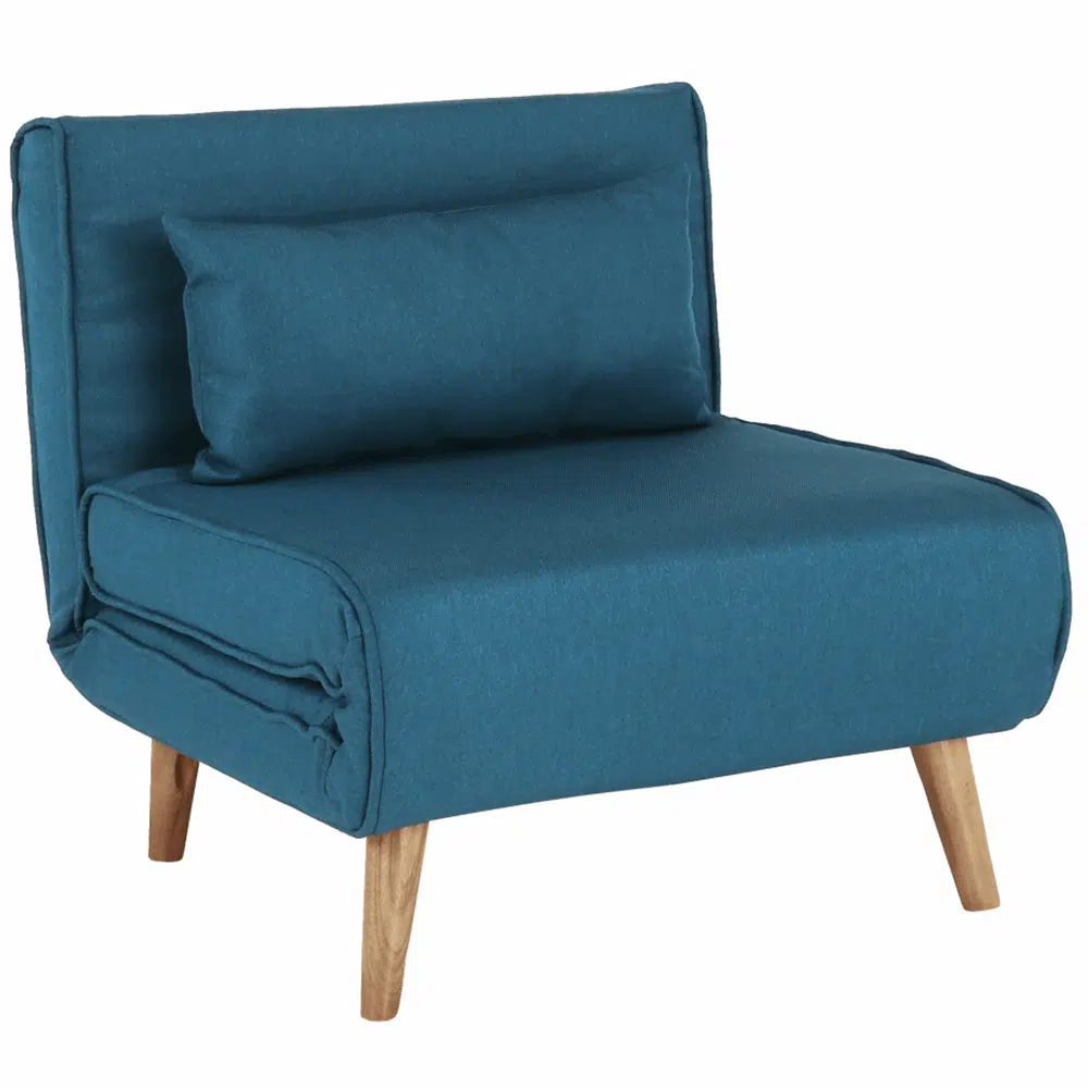 Fotoliu extensibil, turcoaz / stejar, FARIDO 1 - magazin mobila Fotoliu extensibil, turcoaz / stejar, FARIDO