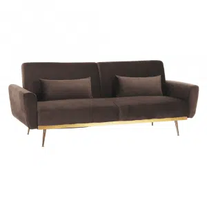 Canapea extensibilă, material textil Velvet maro, FASTA