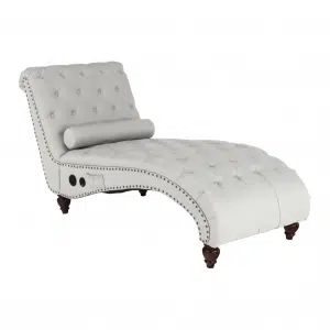 Scaun relaxant cu Bluetooth, gri deschis / nuc închis, GREGOR