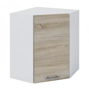 Dulap superior de colţ, stejar sonoma/alb, FABIANA W - 60N