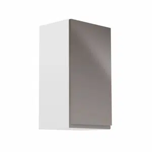 Dulap superior, alb/gri extra lucios, dreapta, AURORA G40