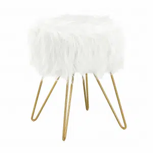 Taburet, alb/vopsea aurie, JAMINA