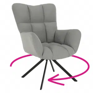 Fotoliu de design rotativ, gri/negru, KOMODO