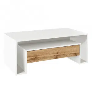 Măsuţă de cafea, alb/stejar wotan, DAWSON