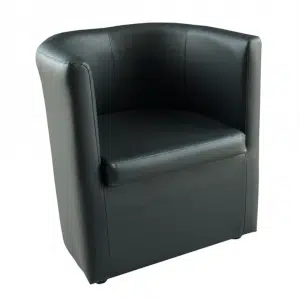 Fotoliu de club, piele ecologică neagră, CALERA