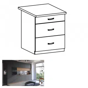 Dulap de jos, stejar artizanal / gri mat, cu mâner, LANGEN D60S3