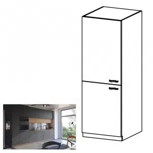 Dulap înalt pentru frigider, stejar artizanal / gri mat, universal, LANGEN D60ZL