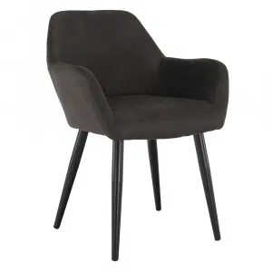 Fotoliu design, ţesătură din piele periată, maro Taupe / negru, LACEY