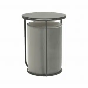 Set măsuţă cafea şi taburet, catifea Velvet gri/gri închis, LEILA