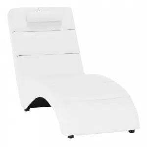 Fotoliu relaxant, piele eco albă, LONG