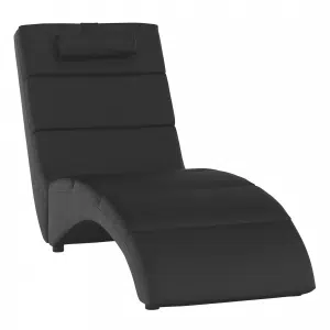 Fotoliu pentru relaxare, piele ecologică negru, LONG