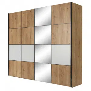 Dulap cu uşi glisante, stejar grandson/ alb mat, PUNO