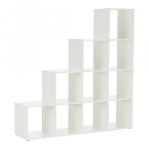 Etajeră piramidă, alb, PAL melaminat, NORAH