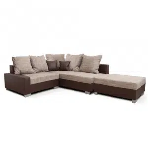 Colţar tapiţat cu taburet, alová maro/stofă maro, model dreapta, IDA NEW