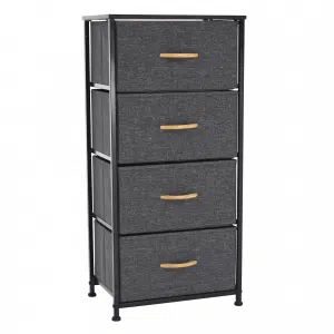 Comodă cu sertare din material textil, negru/gri închis, PALMERA TYP 2