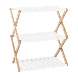 Etajeră cu 3 rafturi, bambus natural / alb, PEORIA TYPE 2