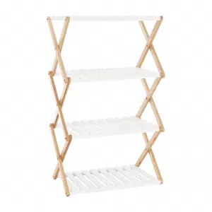 Etajeră cu 4 rafturi, bambus natural / alb, PEORIA TYPE 3