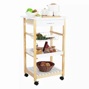 Carucior de servire, alb / natural, RAPID