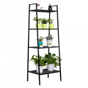 Etajeră metalică cu 4 rafturi, negru, ALDEA
