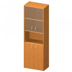 Dulap cu rafturi şi vitrină cu uşi, cireş, TEMPO ASISTENT NEW 004