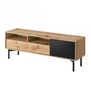 Comodă RTV FRTV 151, stejar artisan/negru, FORSO