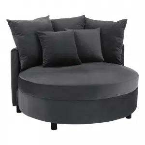 Fotoliu rotund, ţesătură de catifea gri, SALOTO