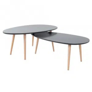 Set 2 măsuţe de cafea, gri/gri, DOBLO