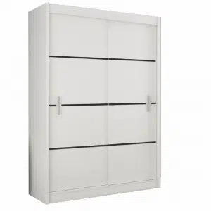 Dulap cu uşi glisante, alb/negru, MERINA 150