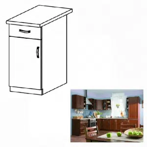 Dulap inferior D40S1 cu 1 sertar, model stânga, nuc Milano, SICILIA