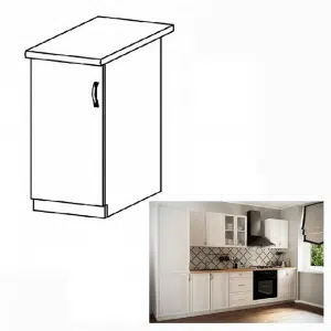 Dulap inferior D30 cu uşă, model stânga, alb/pin Andersen, SICILIA