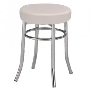 Taburet, piele ecologică albă/crom, IRENA