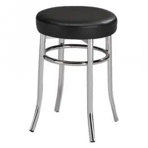 Taburet, piele ecologică neagră/crom, IRENA