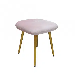 Taburet, ţesătură de catifea roz deschis / auriu, TERONA