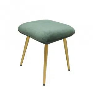 Taburet, ţesătură de catifea verde închis / auriu, TERONA