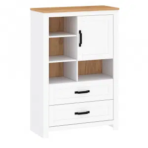 Vitrină, alb alba / stejar craft auriu, LANZETTE C