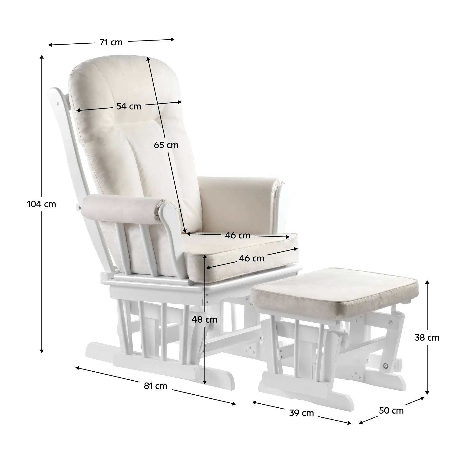 Fotoliu balansoar cu suport pentru picioare, alb/crem, SAFORD 2 - magazin mobila Fotoliu balansoar cu suport pentru picioare, alb/crem, SAFORD - imagine 2