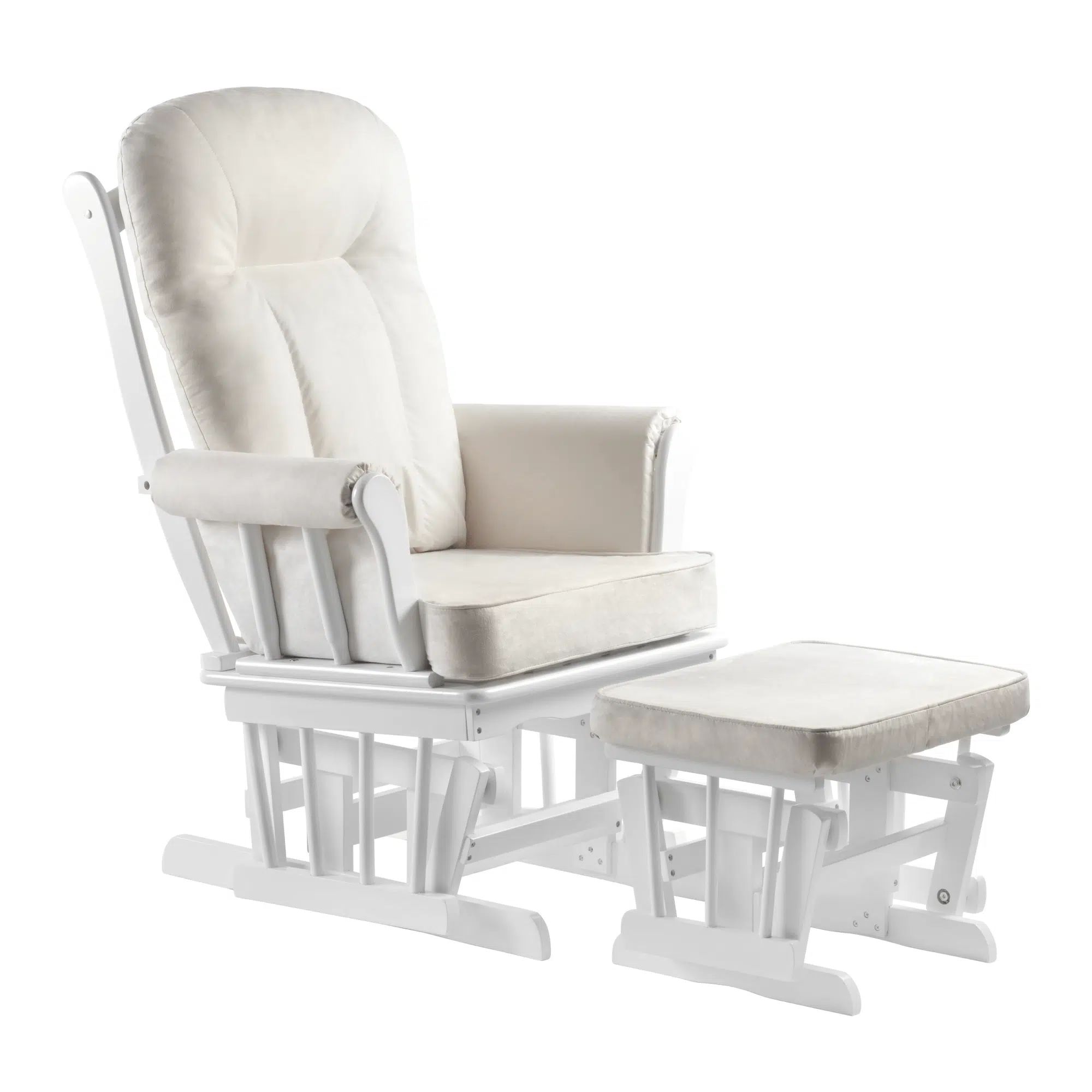 Fotoliu balansoar cu suport pentru picioare, alb/crem, SAFORD 1 - magazin mobila Fotoliu balansoar cu suport pentru picioare, alb/crem, SAFORD